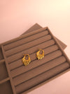 Designer Leaf Pattern Gold Hoops