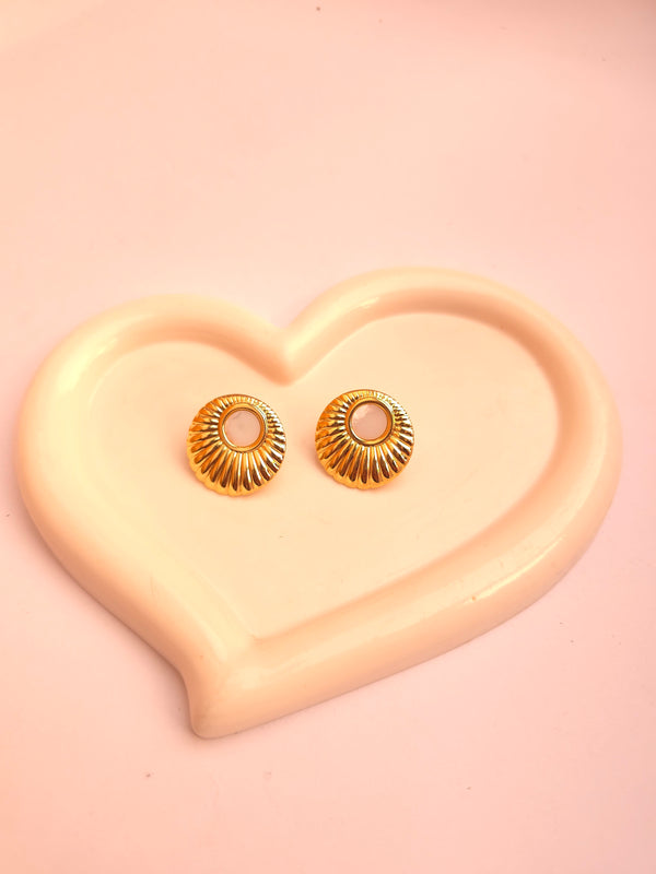 Golden Beaded Circular Shaped Studs Earings