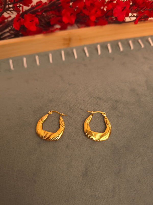Classic Textured Gold Finish Hoops