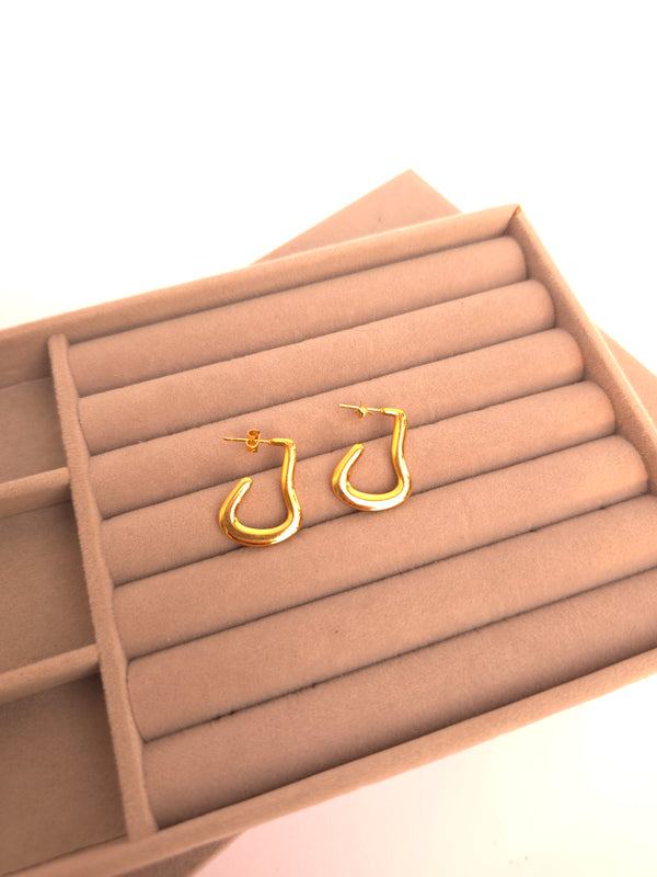 Gold Finish Minimal U- Shape Open Hoops