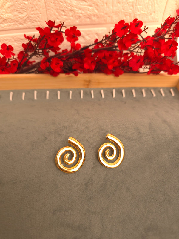 Golden Spiral Studs Earrings