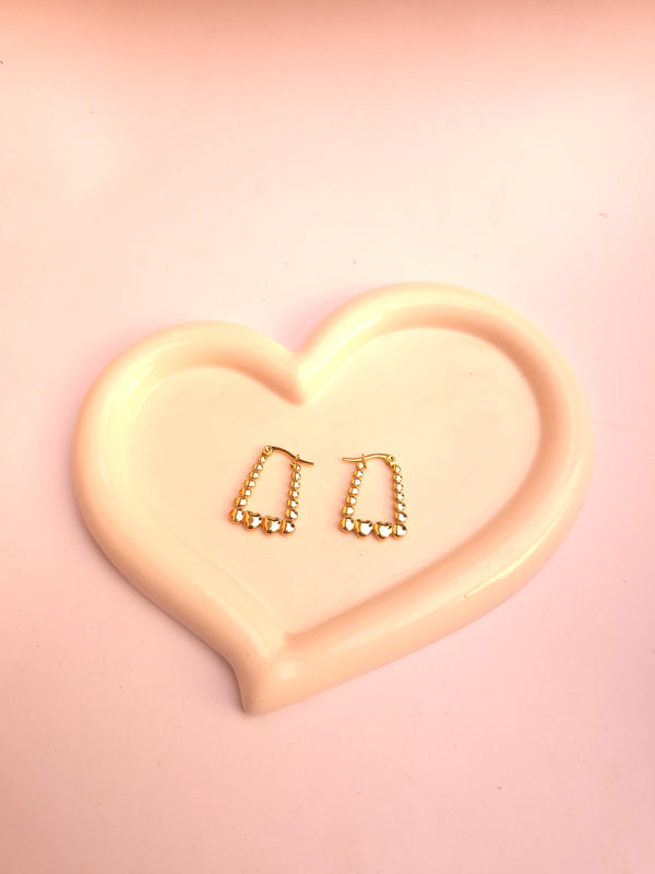 Gold Finish Heart Beads Hoops