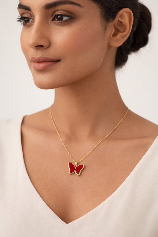 Cute Red Butterfly Pendant Chain