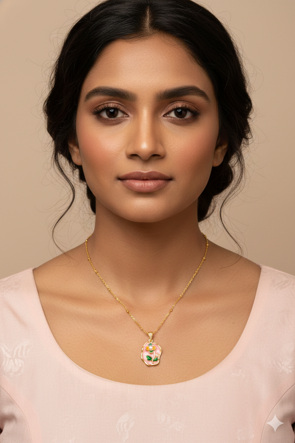 Blush Garden Pearl Enamel Pendant Chain