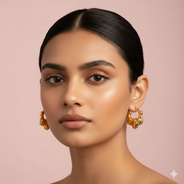 Gold Plated Irregular Crinkle Hoops