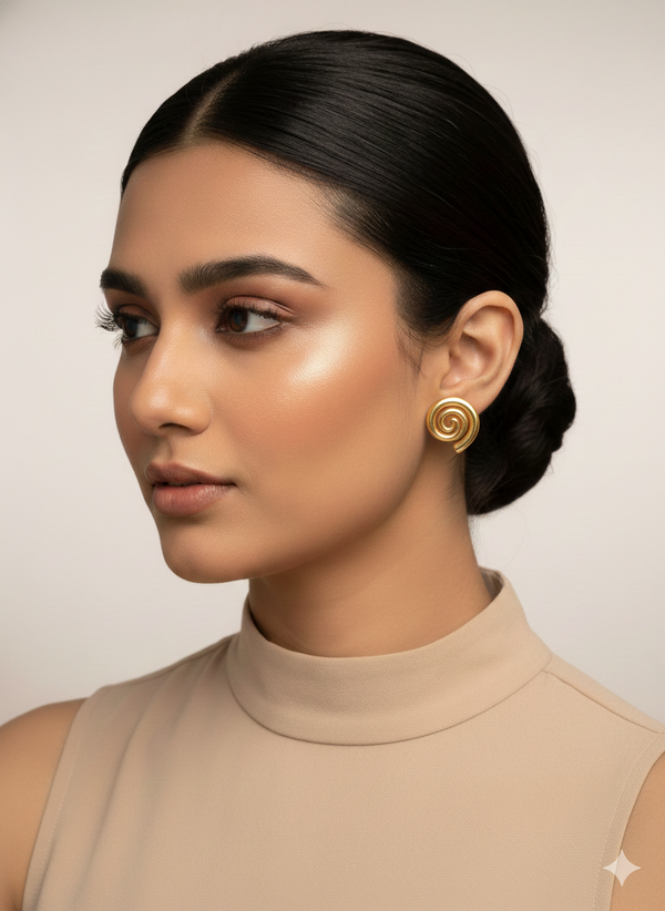 Golden Spiral Studs Earrings