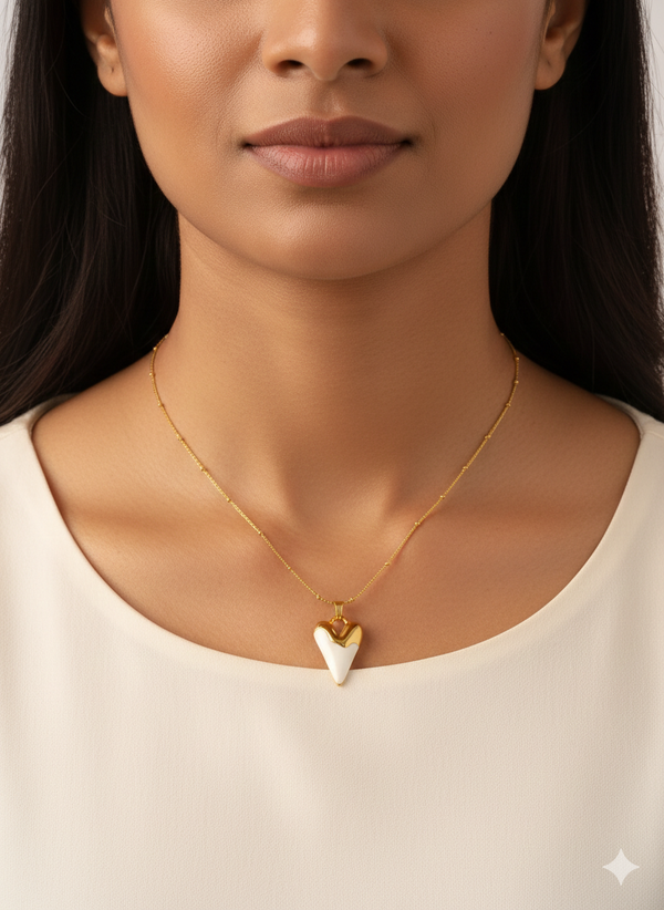 Enamel Glossy Heart Pendant Chain