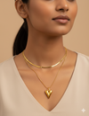 Golden Double Layer Heart Pendant Chain