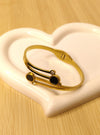 Modern stone open gold bangle bracelet