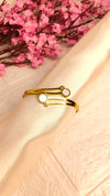 Modern stone open gold bangle bracelet
