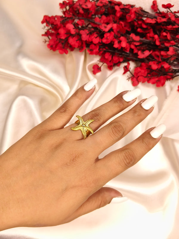 Golden Starfish Anti-Tarnish Ring