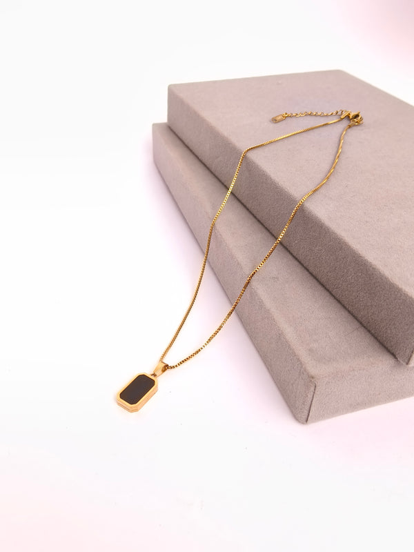 Classic Black Enemel Pendant Chain