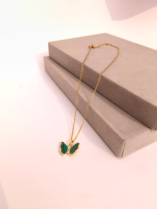 Emerald Butterfly Pendant Chain