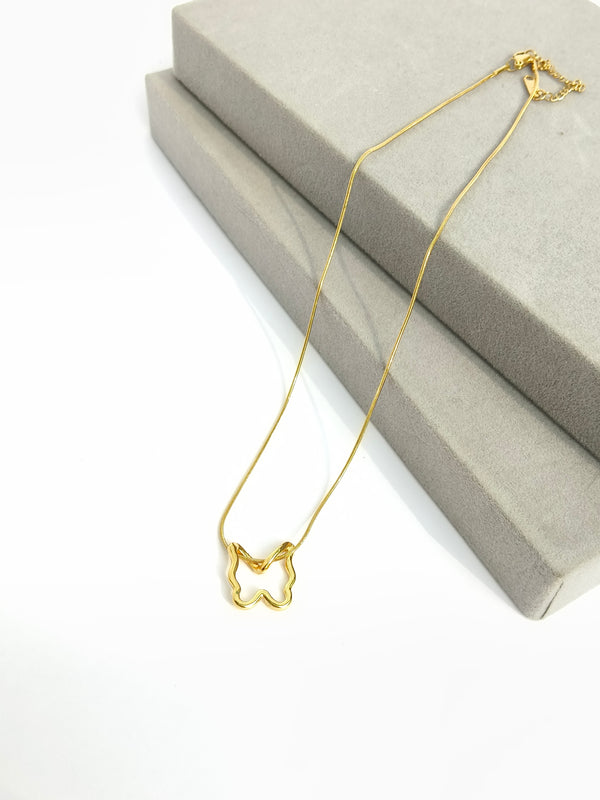 Golden Open Butterfly Pendant Chain