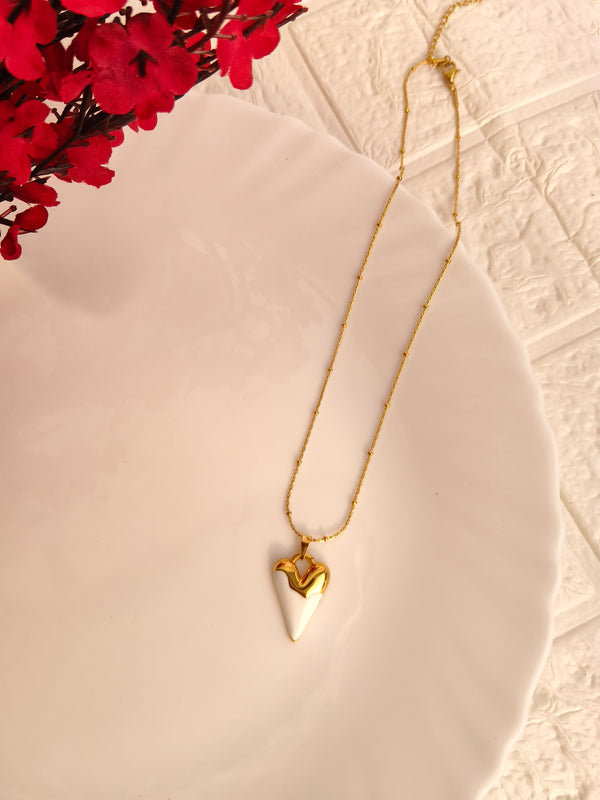 Enamel Glossy Heart Pendant Chain