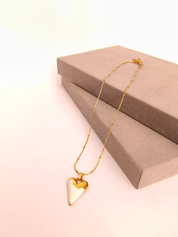 Enamel Glossy Heart Pendant Chain