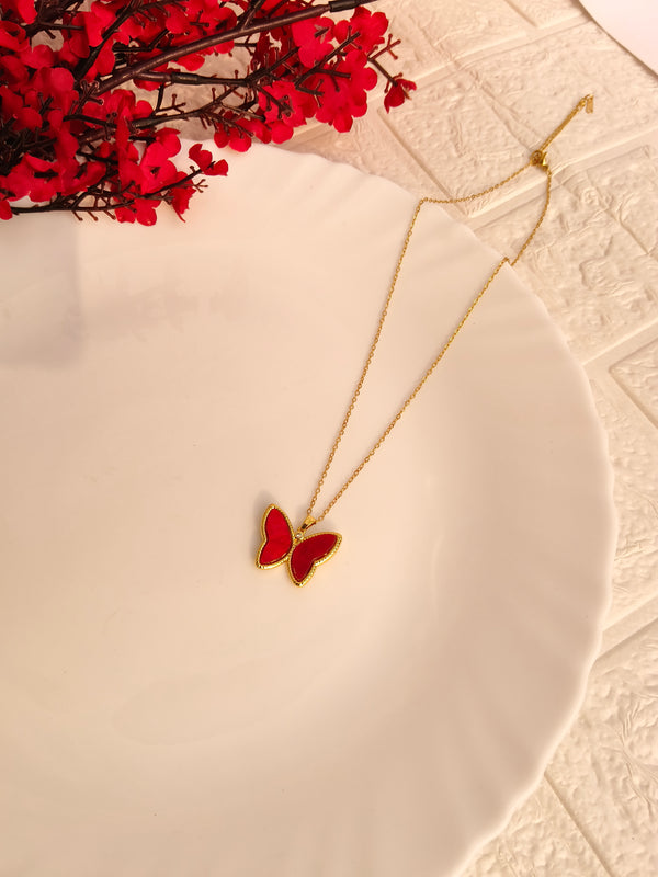 Cute Red Butterfly Pendant Chain