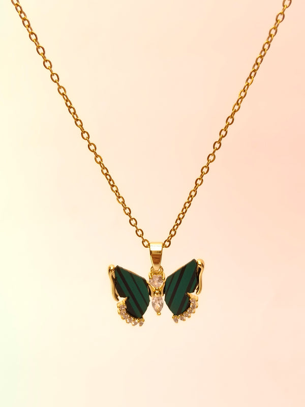 Emerald Butterfly Pendant Chain