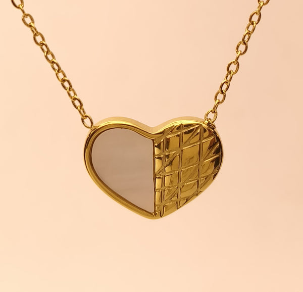 Dual Texture Heart Pendant Chain
