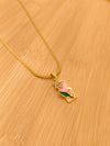 Vintage Floral Enamel Pendant Chain