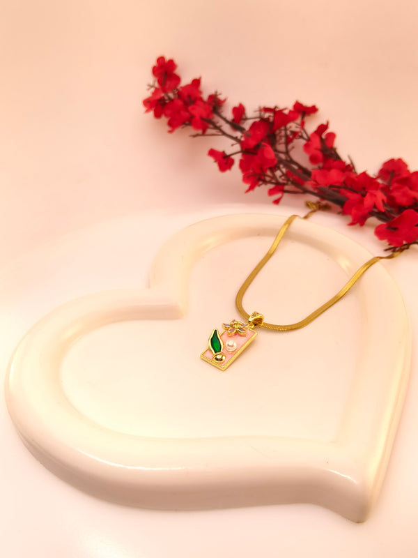 Vintage Floral Enamel Pendant Chain