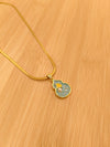 Mosaic Enamel Pearl Pendant Chain