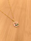 Blush Garden Pearl Enamel Pendant Chain