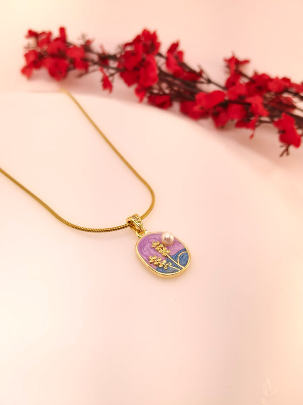 Meadow Pearl Enamel Pendant Chain