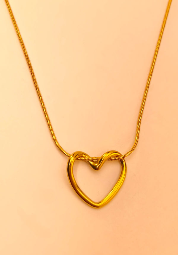 Golden Open Heart Pendant Chain