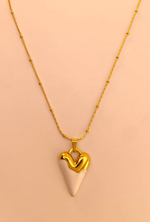 Enamel Glossy Heart Pendant Chain