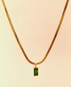 Green Crystal Rectangle Pendant Chain