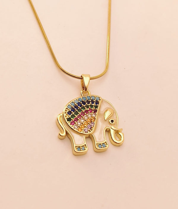 Cute Elephant Pendant Chain Necklace