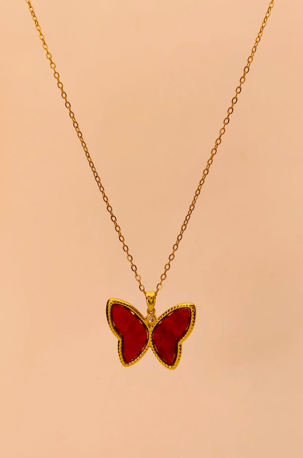 Cute Red Butterfly Pendant Chain
