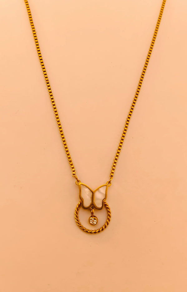 White Enamel Butterfly Chain