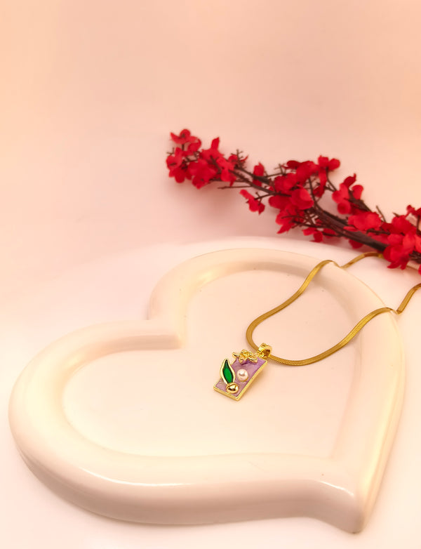 Vintage Floral Enamel Pendant Chain