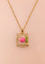 Pink Pebble Art Enamel Pendant Chain
