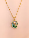 Blush Garden Pearl Enamel Pendant Chain