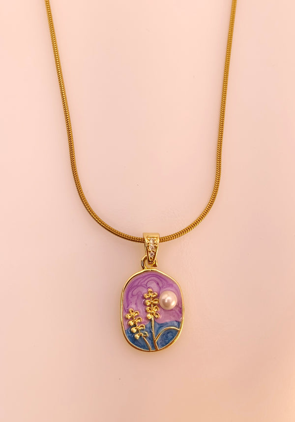 Meadow Pearl Enamel Pendant Chain