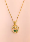 Blush Garden Pearl Enamel Pendant Chain