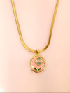 Floral Pearl Enamel Pendant Chain