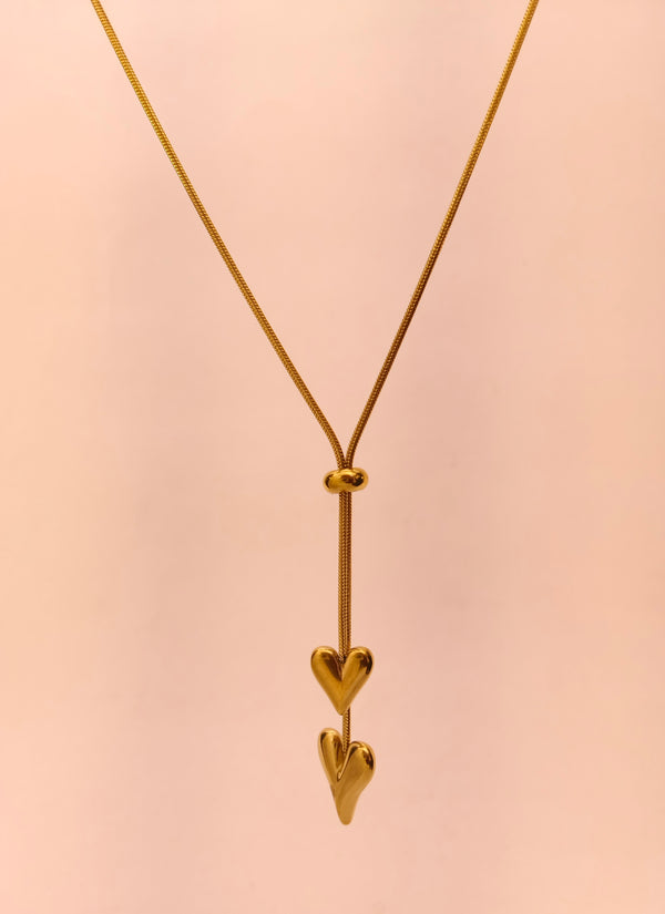 Twin Heart Drop Pendant Chain