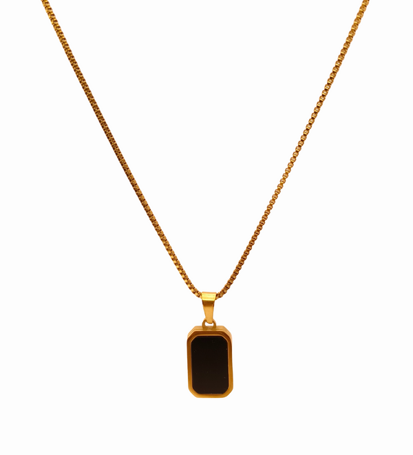 Classic Black Enemel Pendant Chain