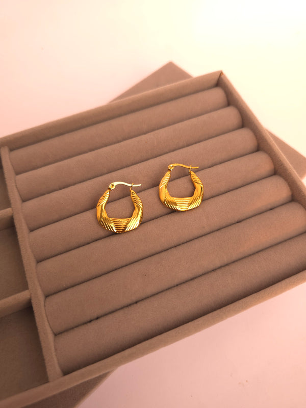 Classic Textured Gold Finish Hoops