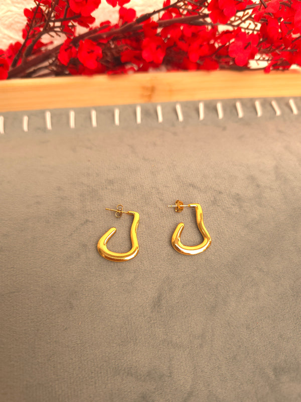 Gold Finish Minimal U- Shape Open Hoops