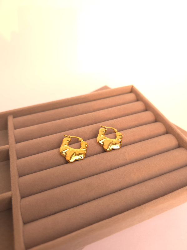Gold Plated Irregular Crinkle Hoops