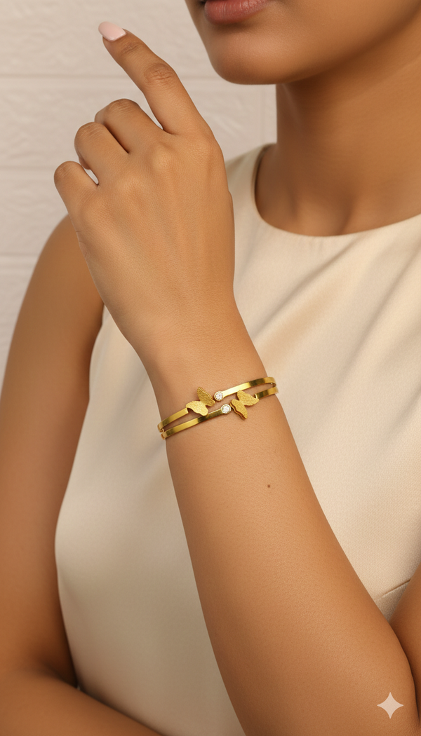 Spiraling Butterfly Kada Bracelet