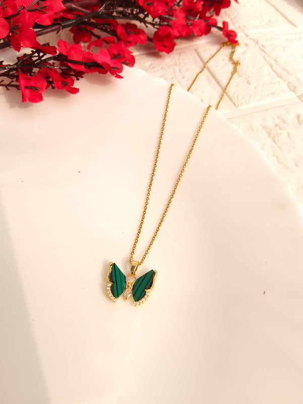 Emerald Butterfly Pendant Chain