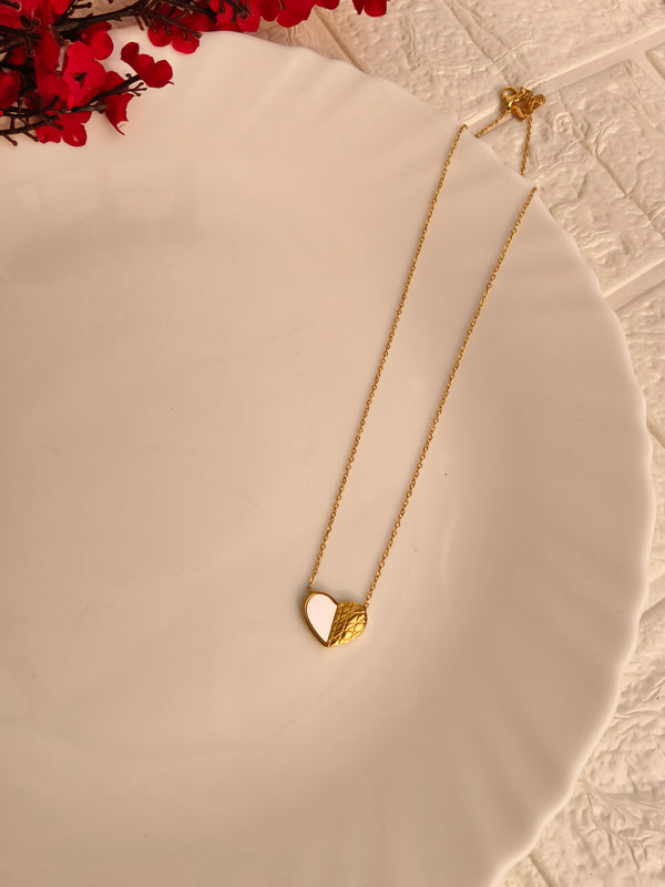 Dual Texture Heart Pendant Chain