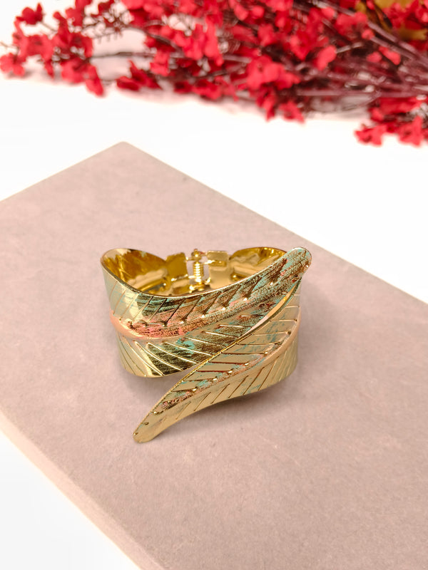Golden Leaf Wrap Hand Cuff