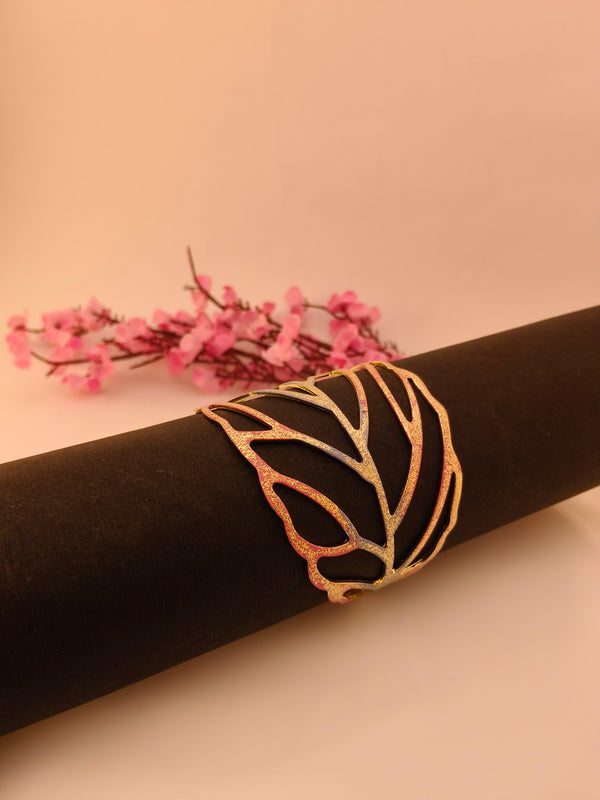 Floral Leaf Art Open Work Cuff
